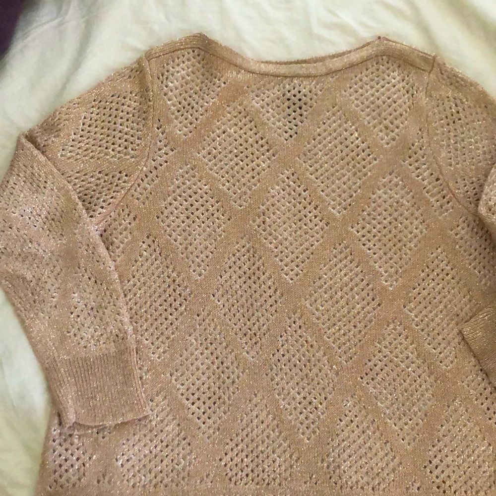 Chico’s Black Label shimmery rose gold Sweater gently worn. Excellent condition